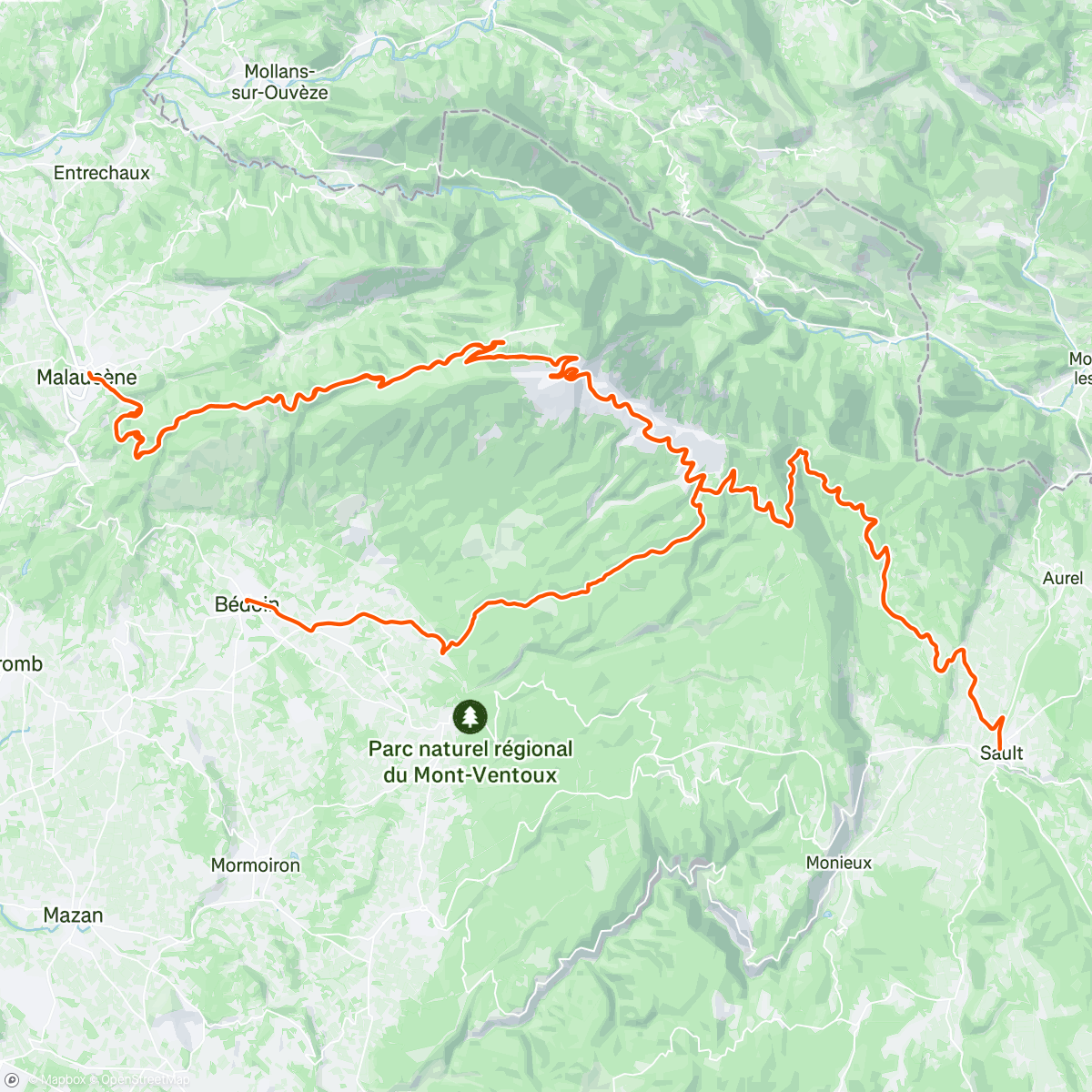 Map of the activity, Ventoux (Cingles)
