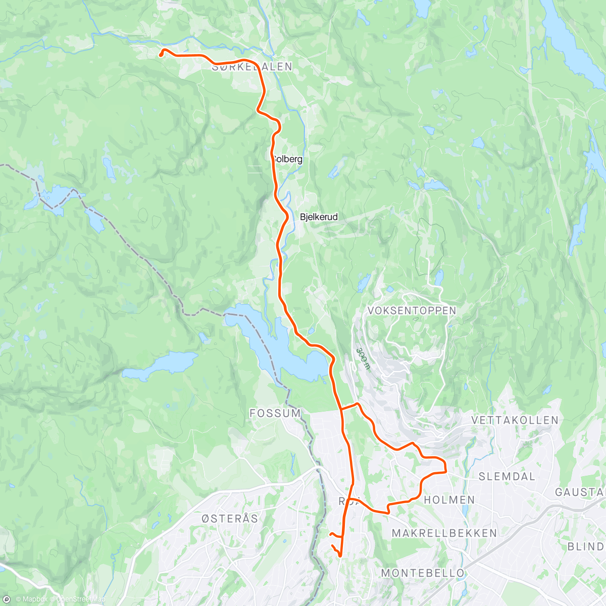Map of the activity, Sørkedalen med Helene