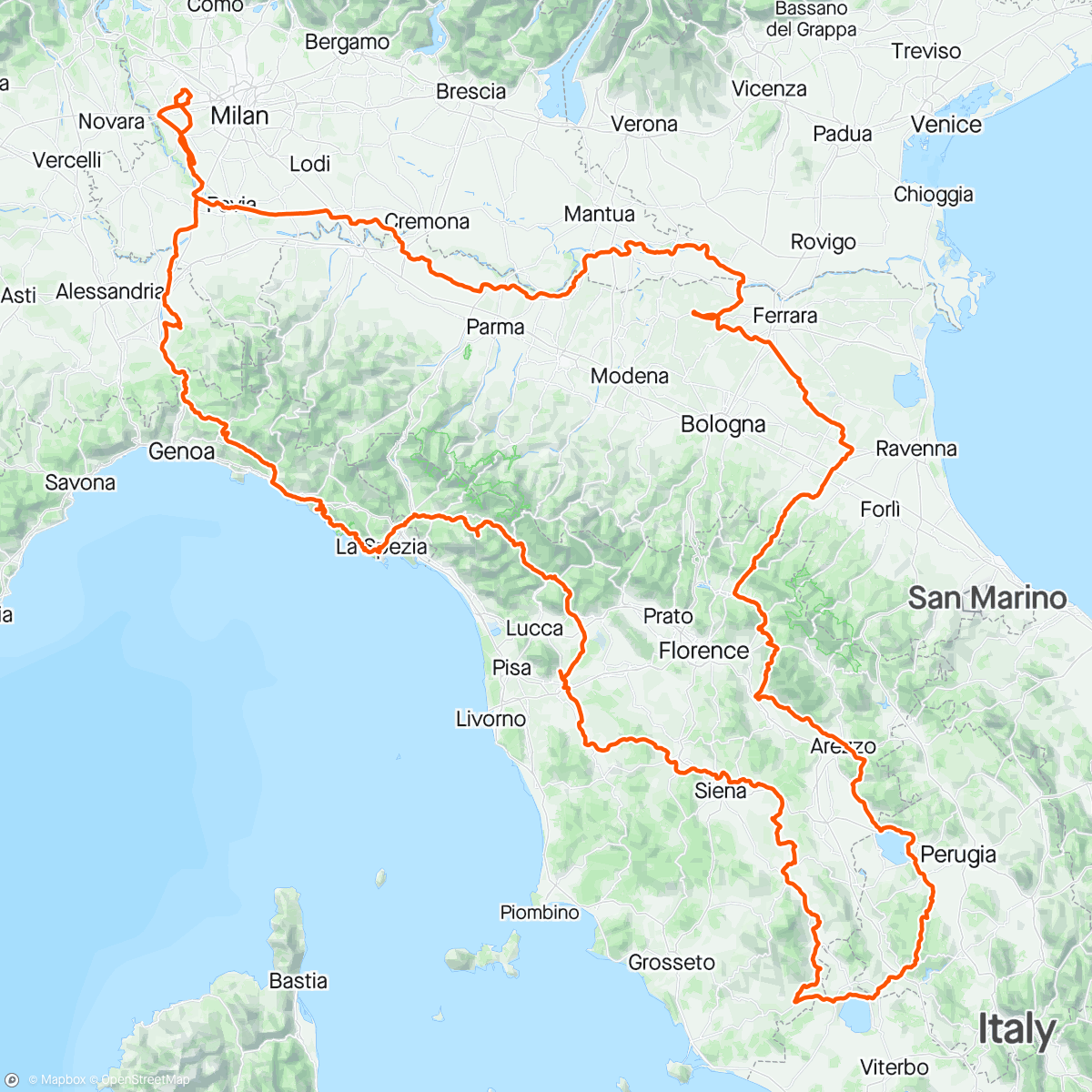 Kaart van de activiteit “1001 Miglia Italia 2024 🇮🇹 - Ho finito 😌 My longest & hardest Brevet 🥳 Thx to the Organizers 💚”