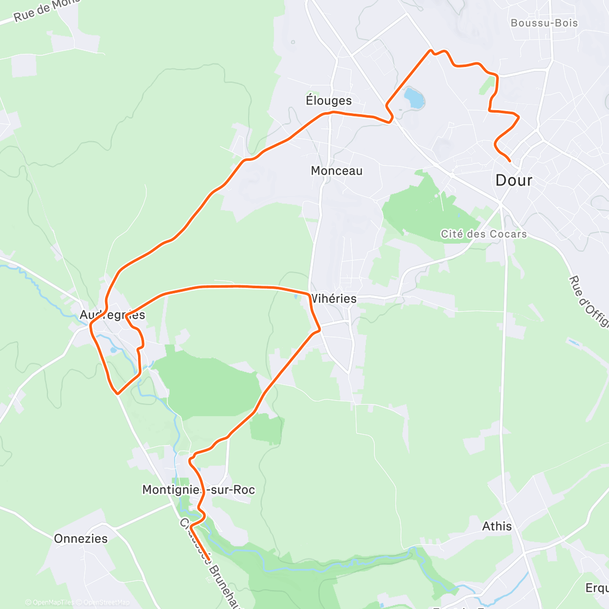 Карта физической активности (ROUVY - Montignies-sur-Roc to Dour | Belgium)