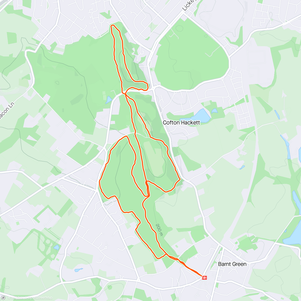 Map of the activity, Lickey Hills