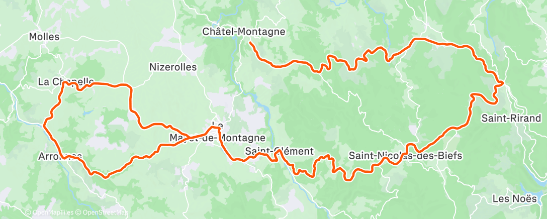 Map of the activity, Sortie vélo le midi