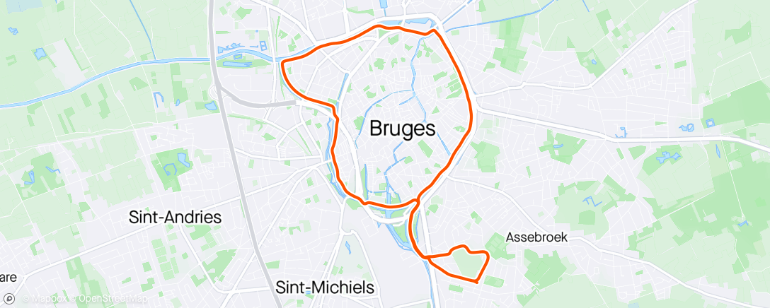 Map of the activity, Duurloop 13k: Toerke Brugge