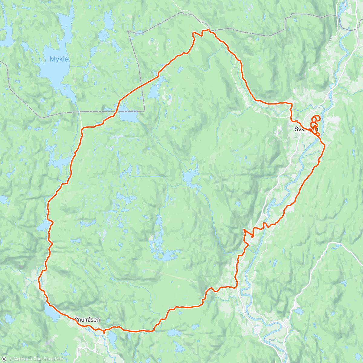 アクティビティ「Svarstad-Presteseter-Oppdal-Siljan-Svarstad」の地図