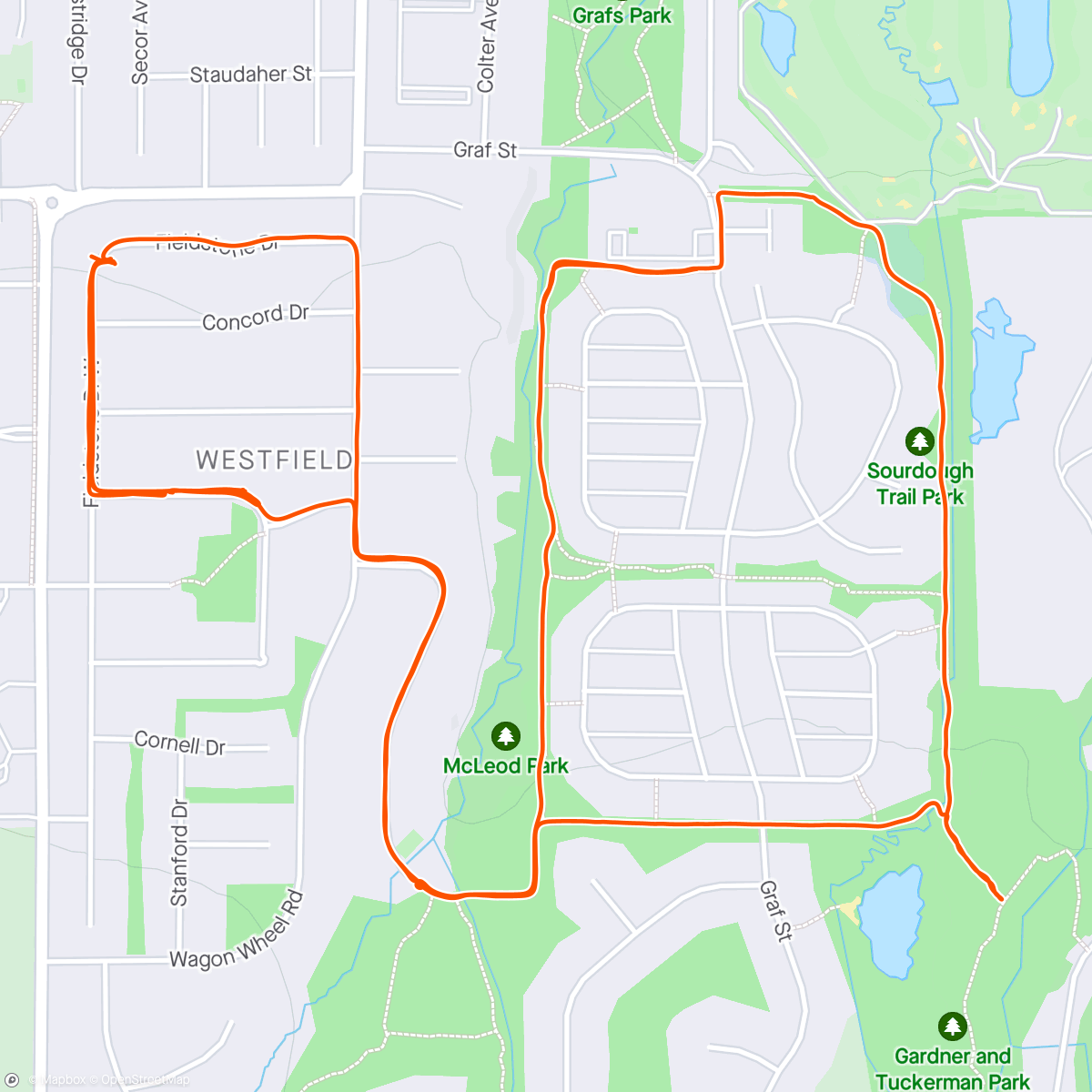 Map of the activity, Family ride- Finley ran