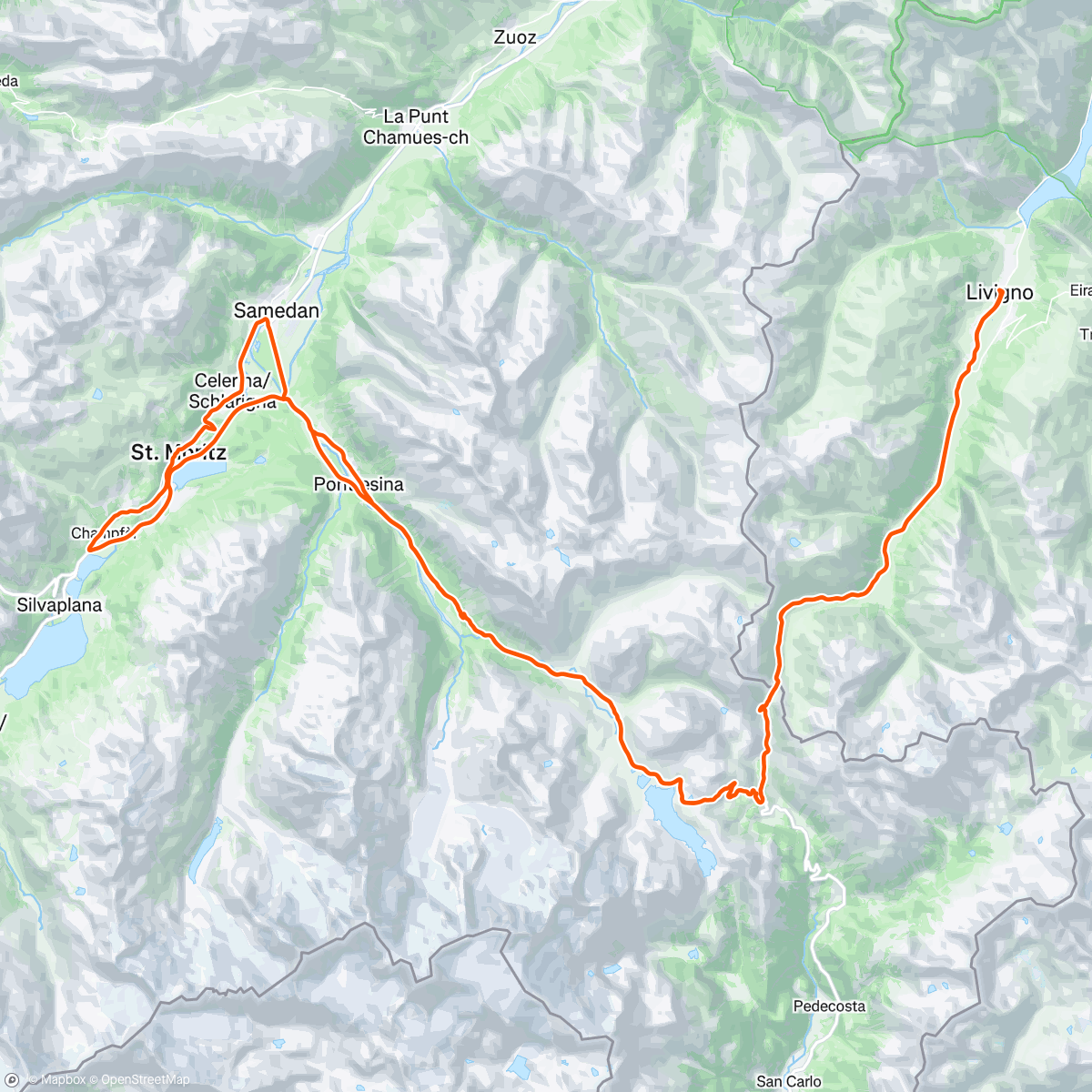 Map of the activity, Day 2 Livigno