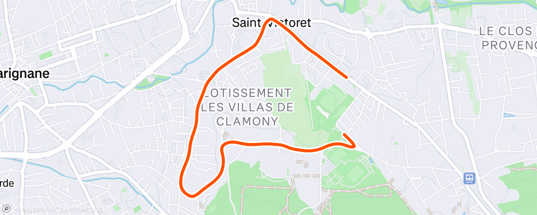 Map of the activity, Course à pied en soirée