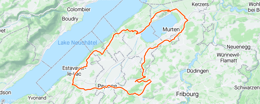 Map of the activity, Tour du lac de Morat vallonné avec David 👌