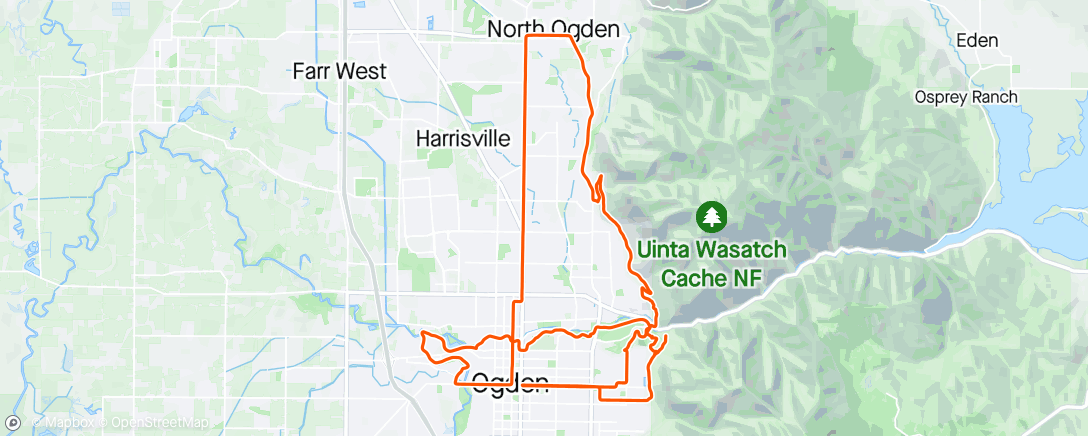 Map of the activity, Back in Ogden with bike nerd friends...