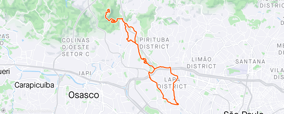 Map of the activity, Pedal de Sabadão - Pico do Jaraguá