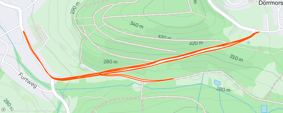 Map of the activity, Hill reps, 4 x 1k