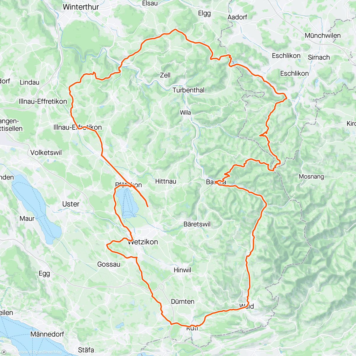 Map of the activity, Easy and beautiful roadbike tour in Zürcher Oberland with nice company 😍