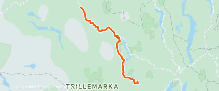 Route map of Nesbyen to Krødsherad