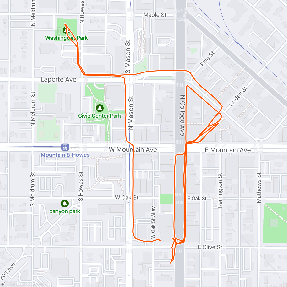 Map of the activity, Middag-en avondwandeling in Fort Collins