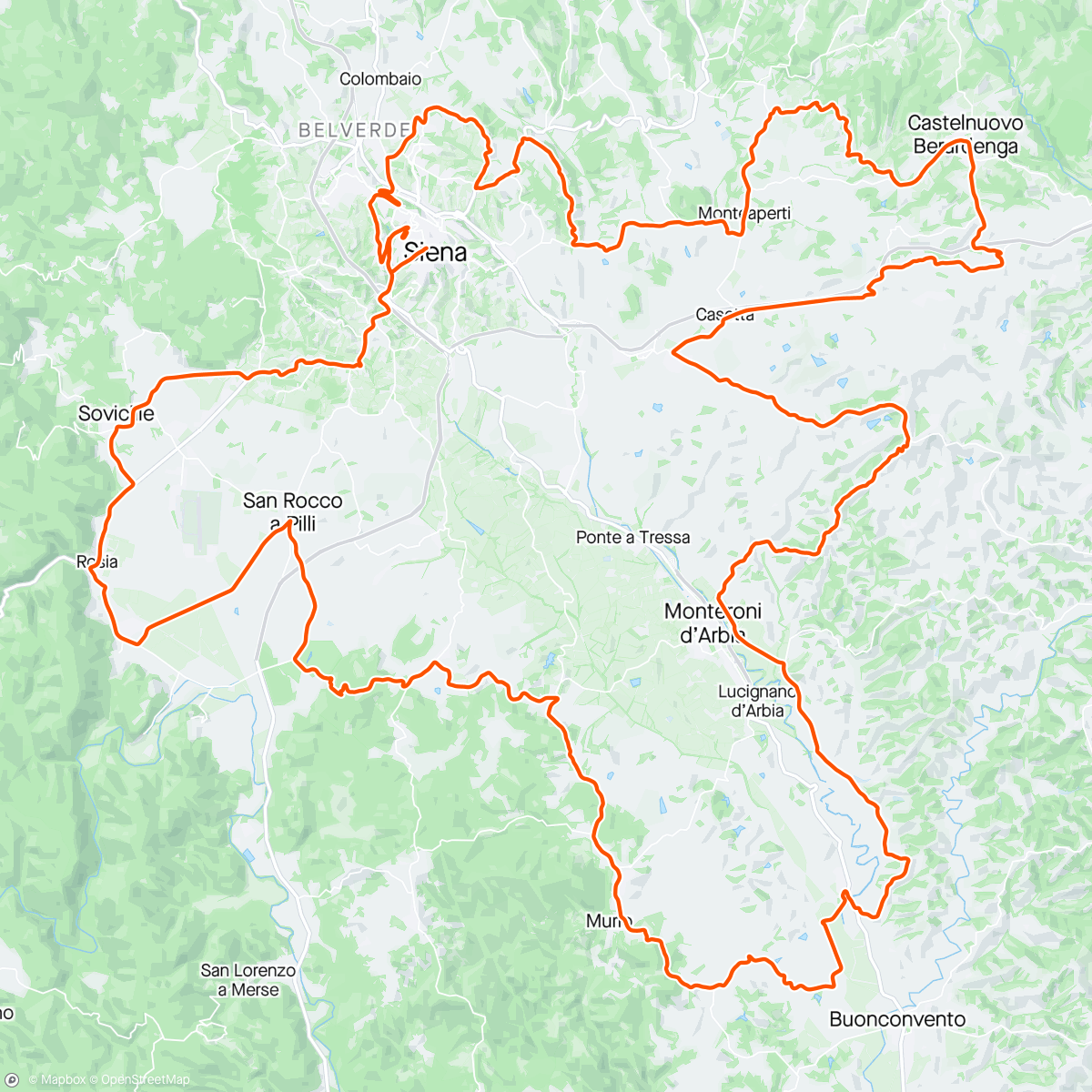 Map of the activity, Strade Bianche
