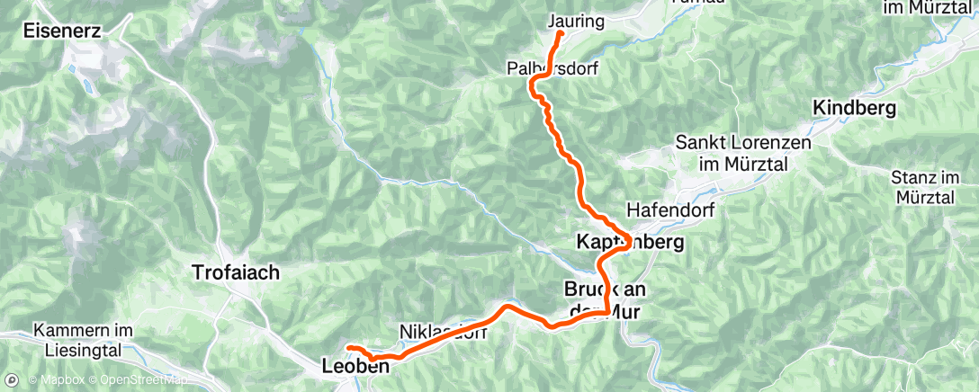 Map of the activity, MTB - Leoben - Aflenz