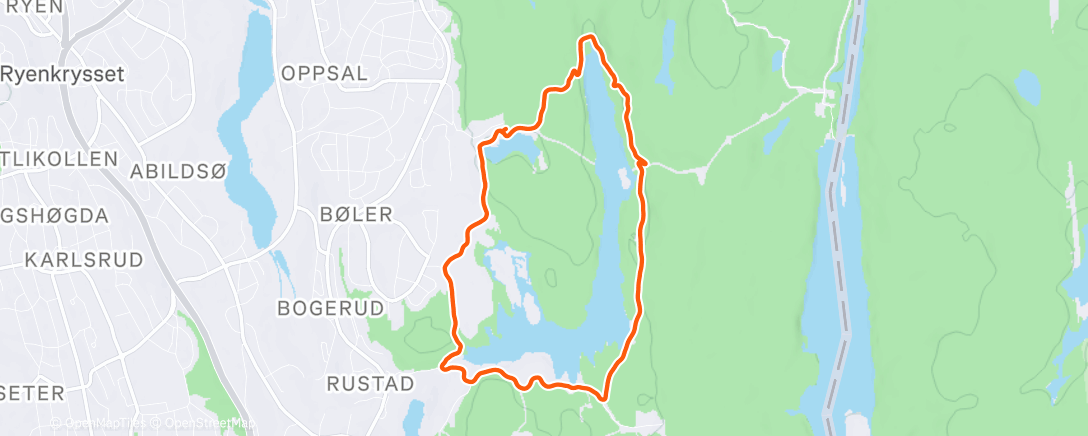 Map of the activity, Jogg rundt vannet i -16