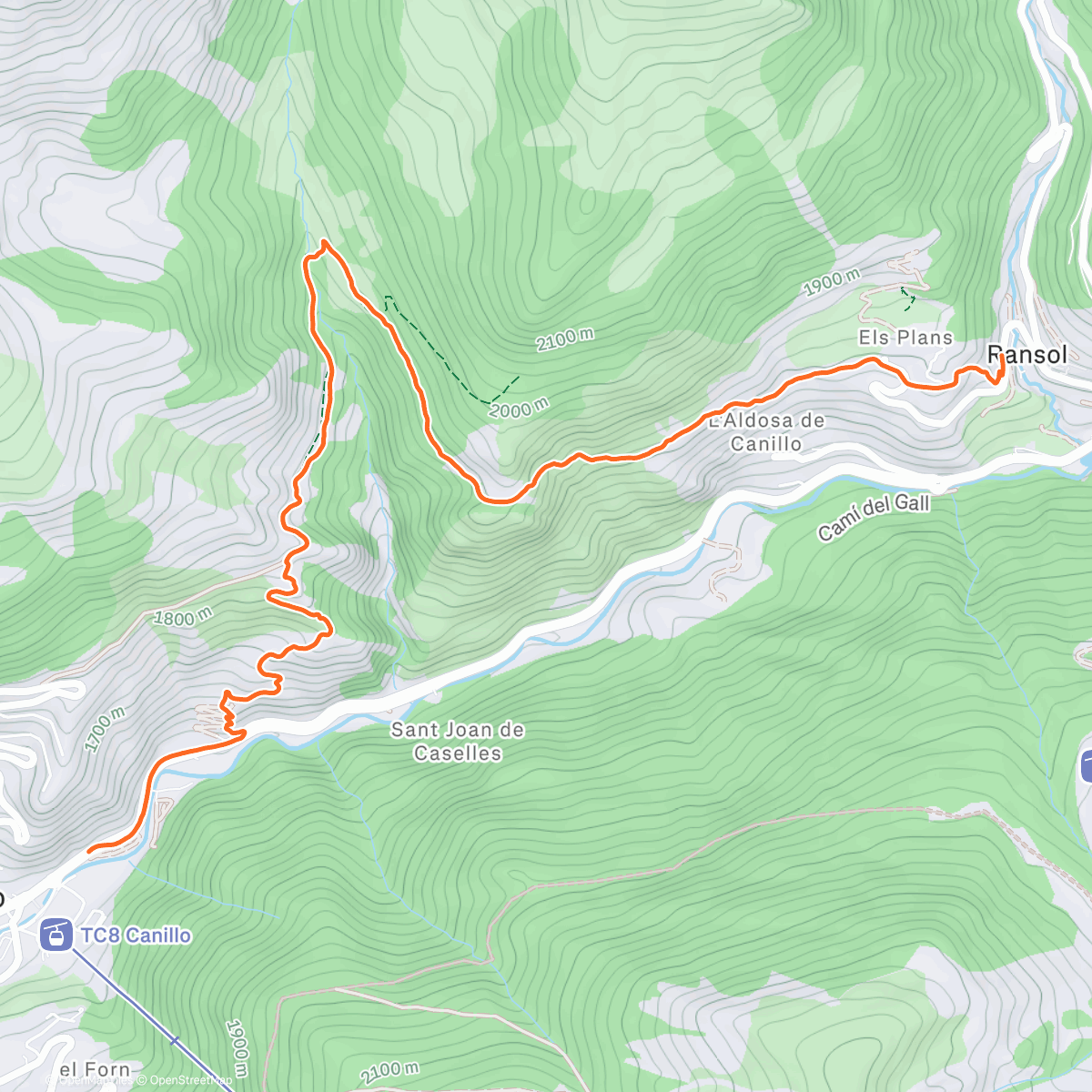 Map of the activity, Afternoon Trail Run