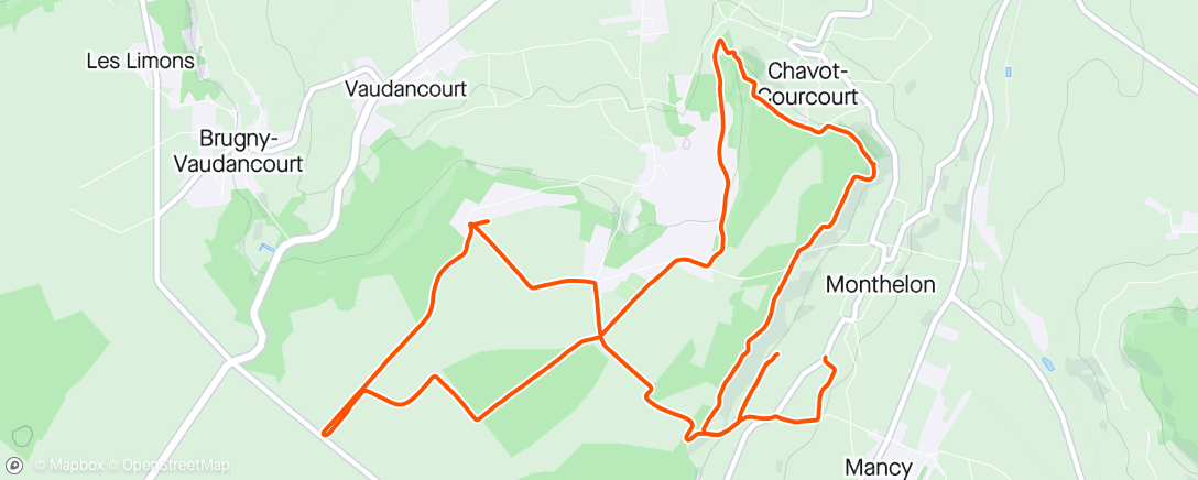 Map of the activity, Trail du Monthelon