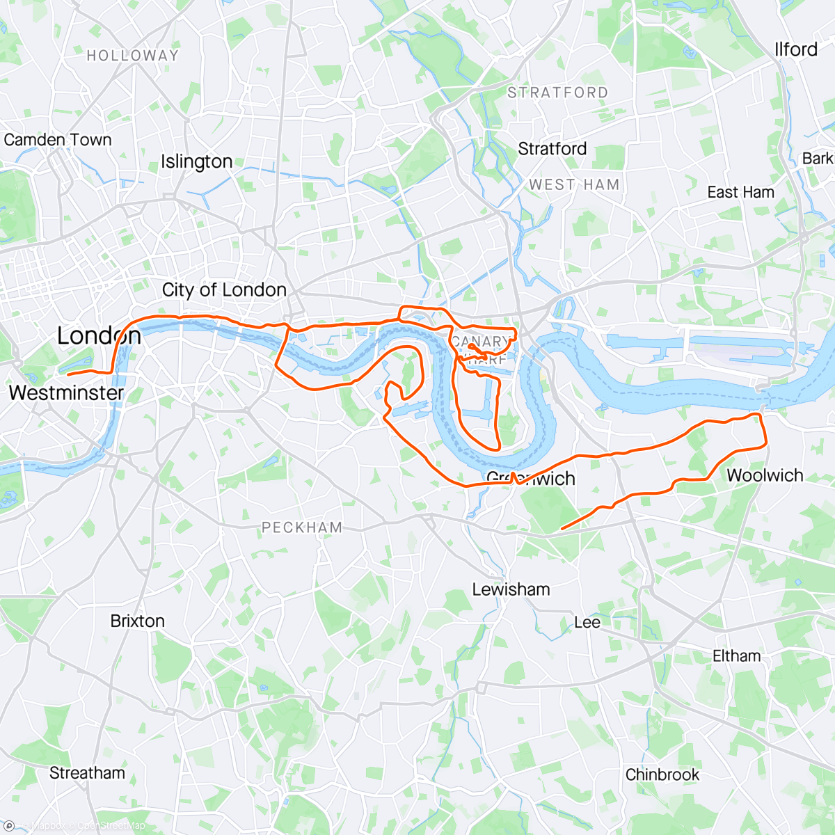 Map of the activity, London marathon