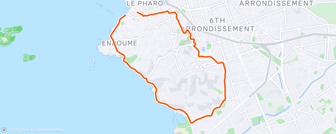 Map of the activity, Course à pied dans l'après-midi