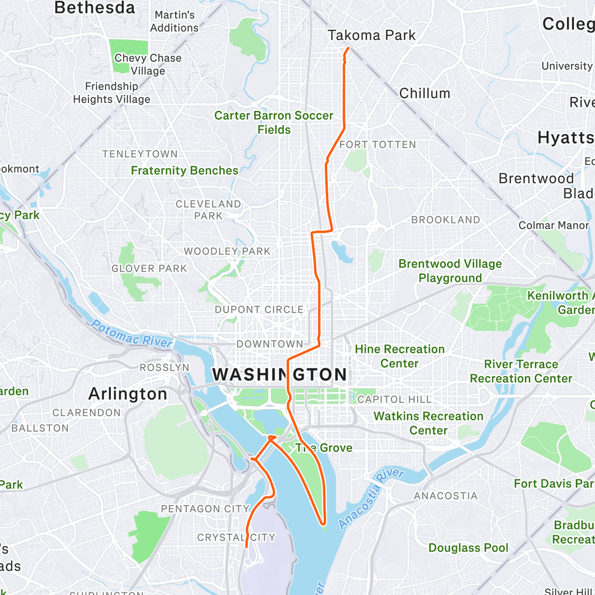 Карта физической активности (#BikeShare from DCA #Salmon #Yum)