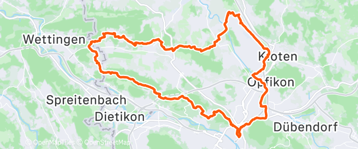 Route map of Würenlos Loop