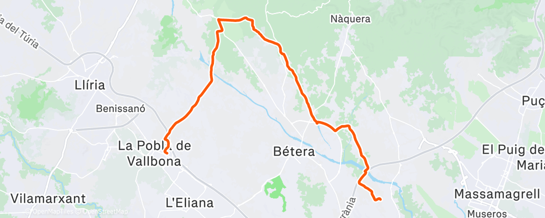 Map of the activity, Bicicleta de montaña a la hora del almuerzo