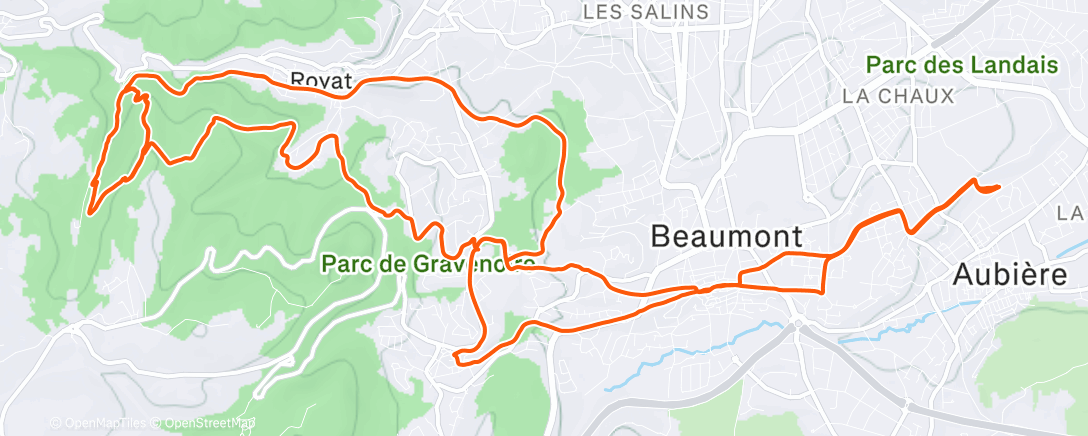 Map of the activity, Sortie VTT dans l'après-midi