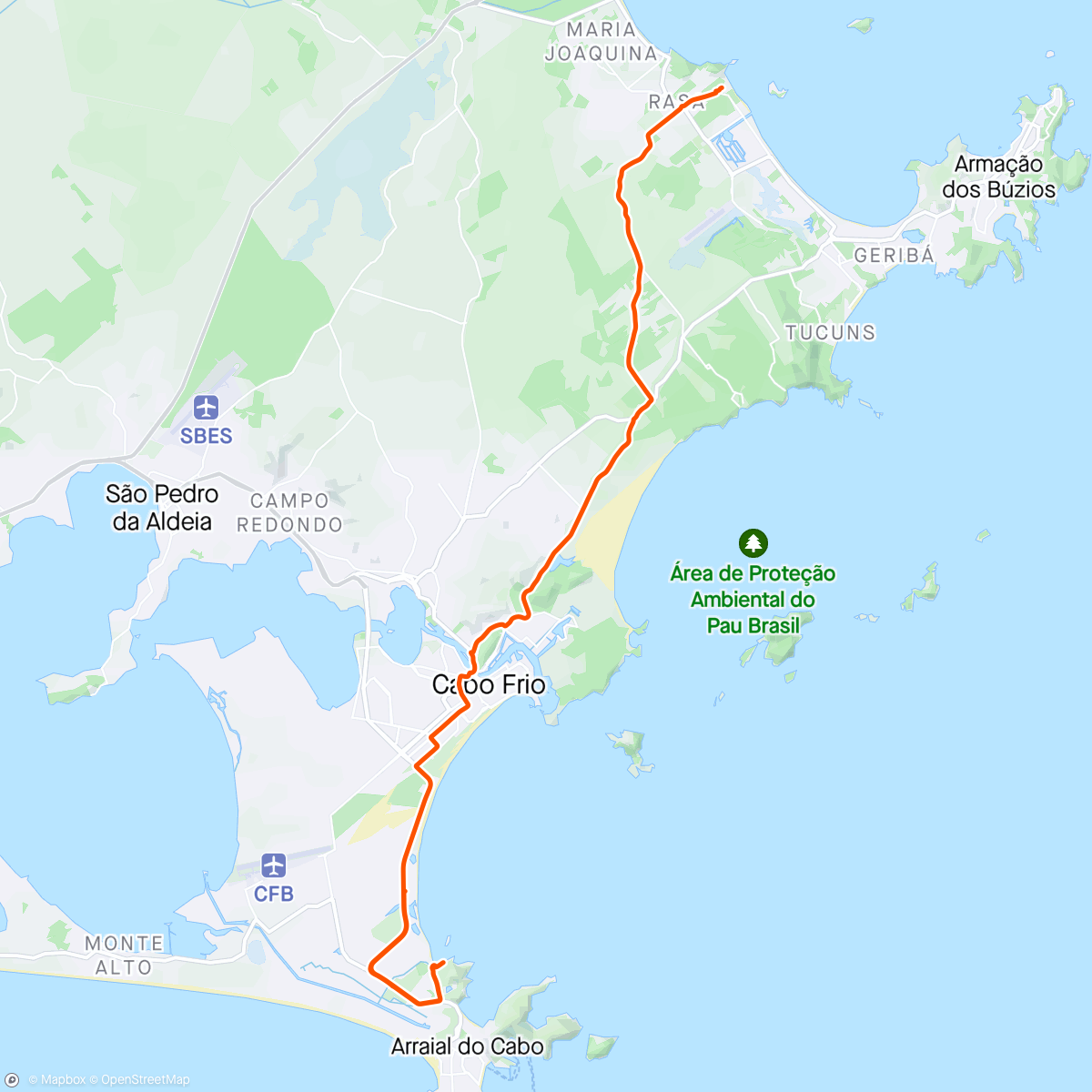 Mappa dell'attività Buzios - Arraial do Cabo