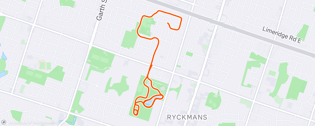 Map of the activity, Evening Run