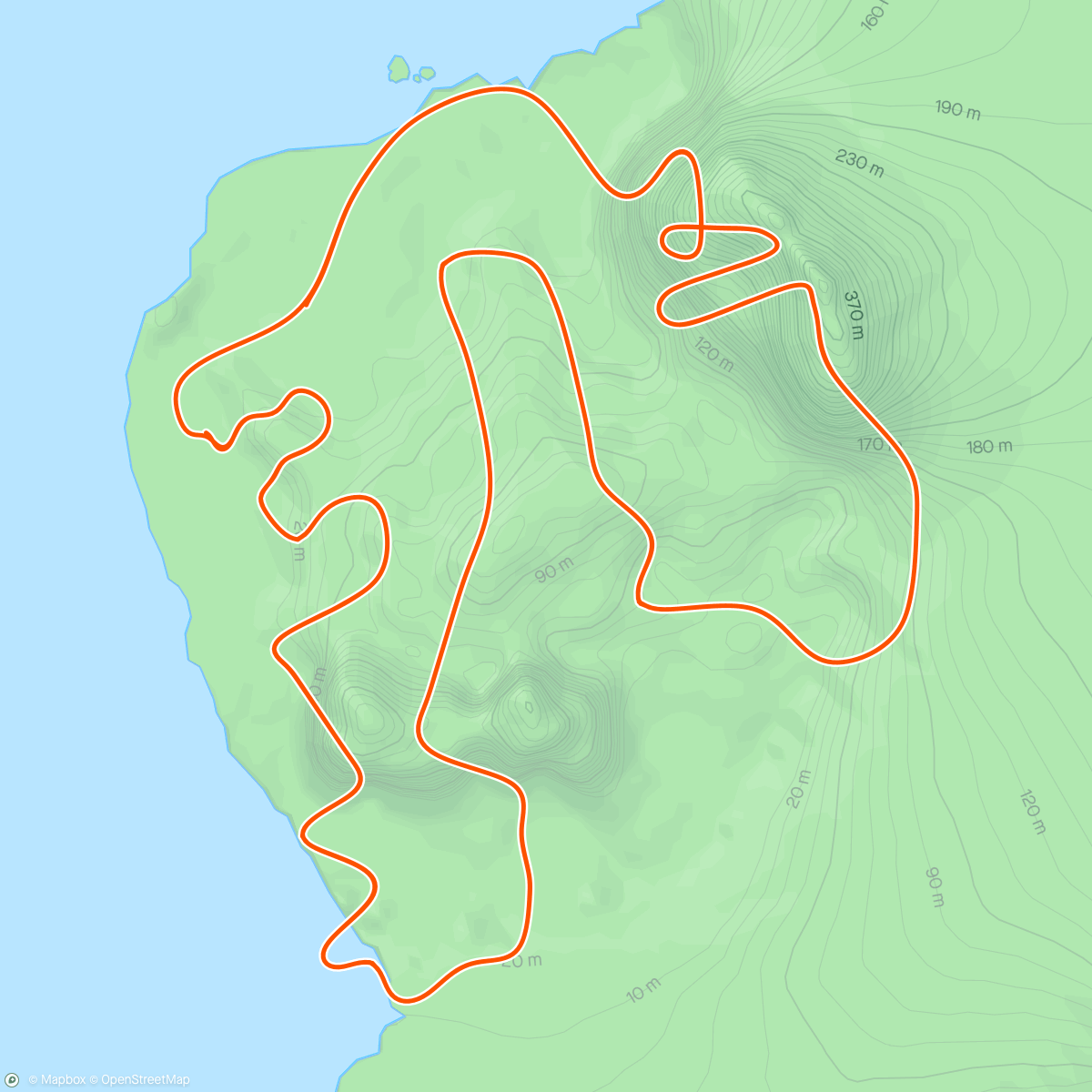 Mappa dell'attività Zwift - Hilly Route in Watopia