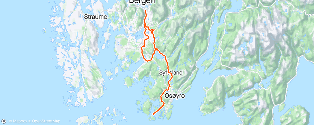 Map of the activity, Til jobb - omvei fra jobb Fana - Lepsøy - Vallaheiane med BTC