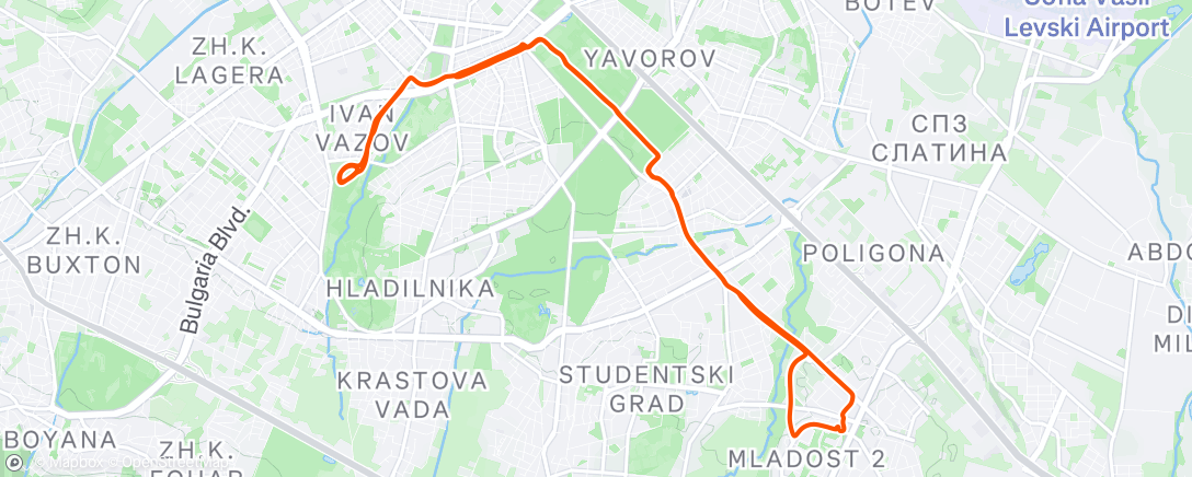 Map of the activity, Evening Ride