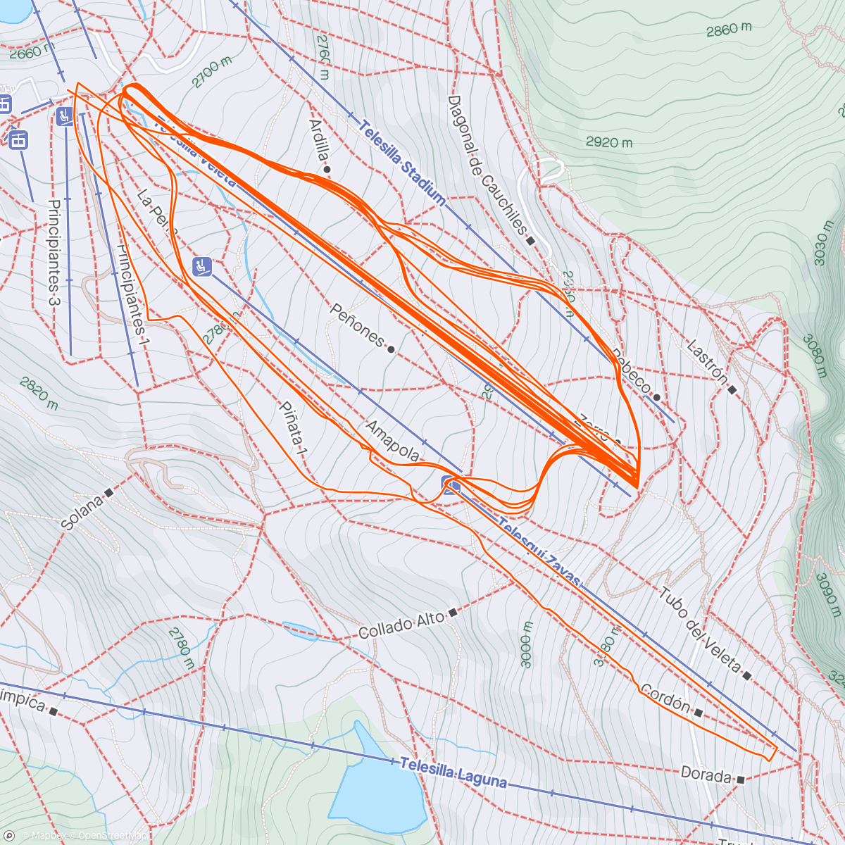 Map of the activity, Esquí alpino matutino