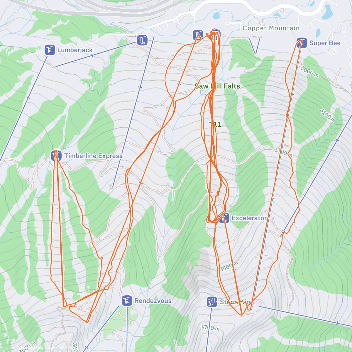 Map of the activity, Copper #1: Better than not skiing at all
