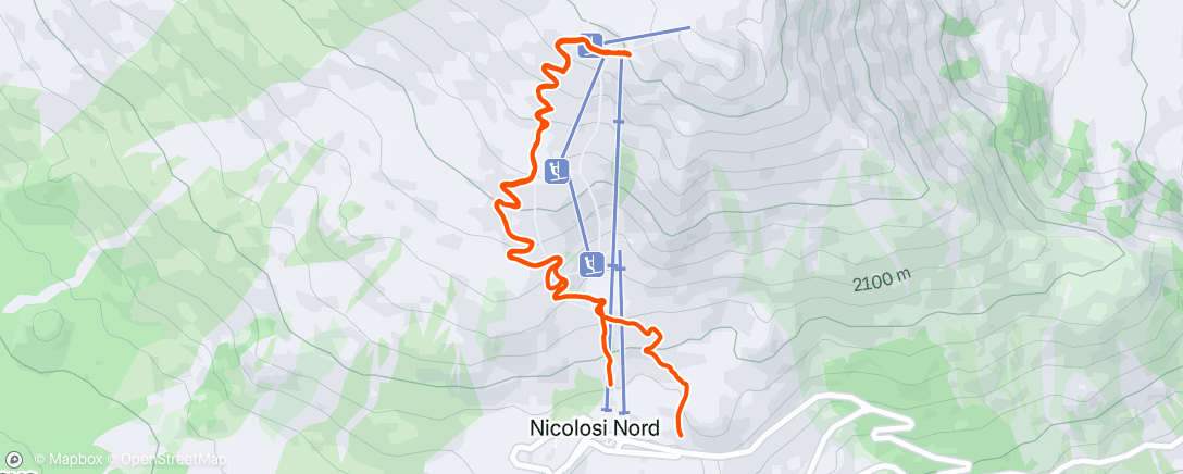 Map of the activity, Walking on the Etna