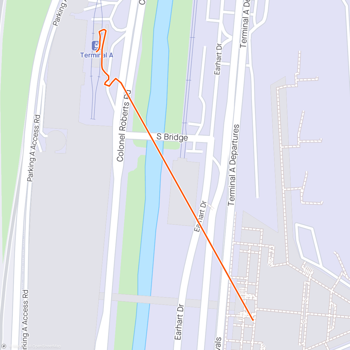 Map of the activity, From a far gate at EWR terminal A to the vaguely near AirTrain station