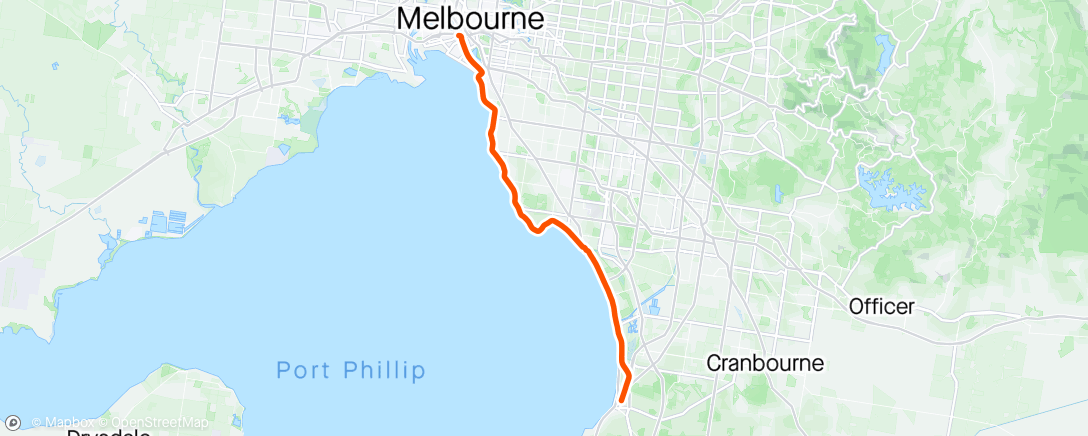 Map of the activity, Easy Ride prep for Great Ocean Road