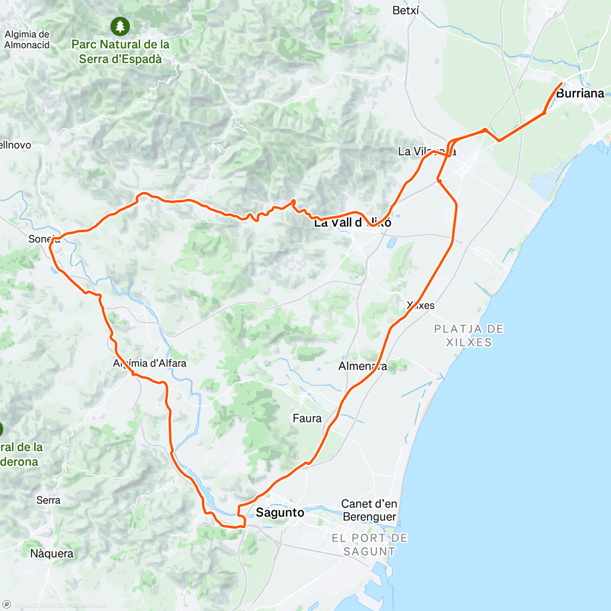 Map of the activity, Bicicleta por la mañana