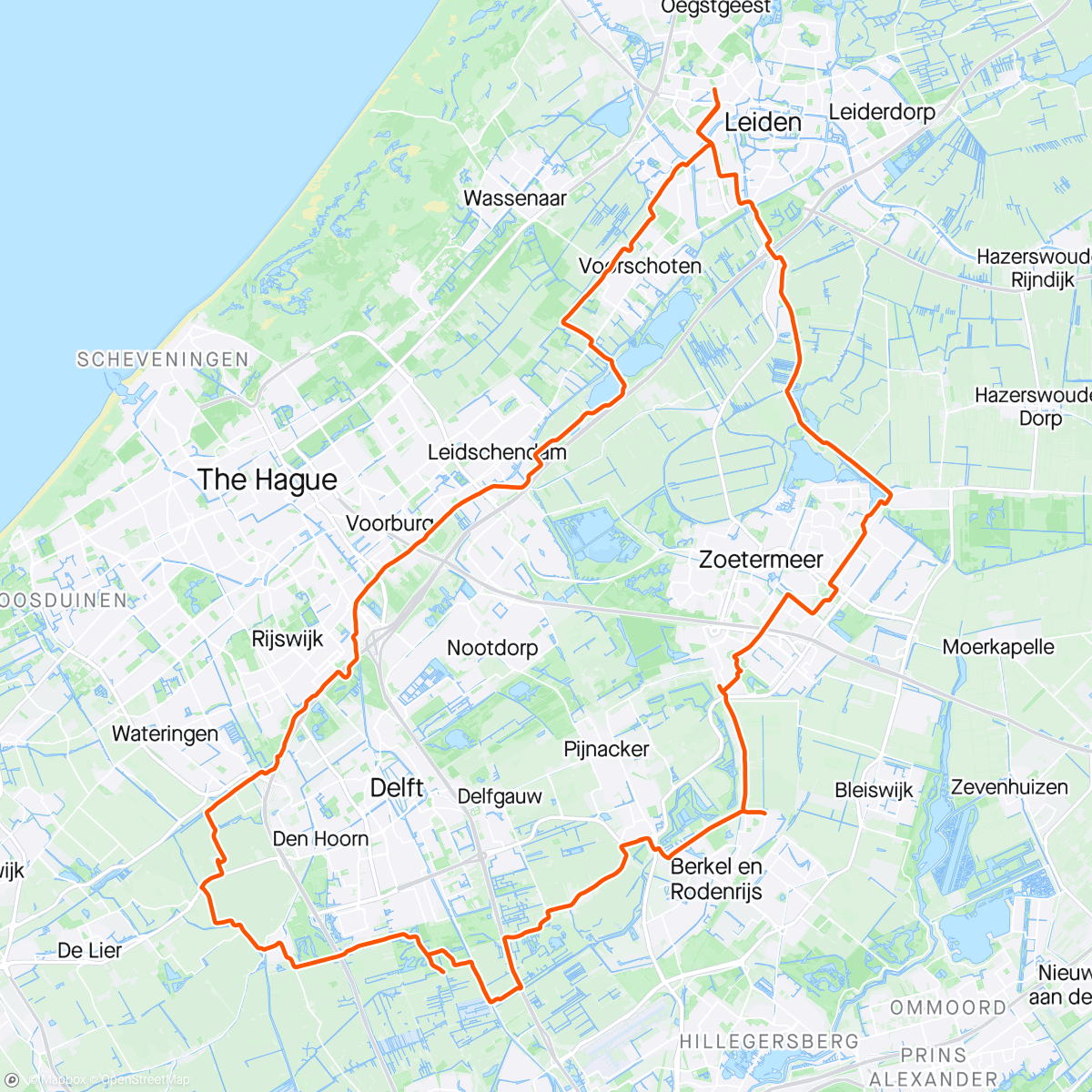 Map of the activity, Toerke kriskras. Dwarsdoor schipluiden, Berkel en Zoetermeer.  T is weer duidelijk waarom ik er nooit kom.