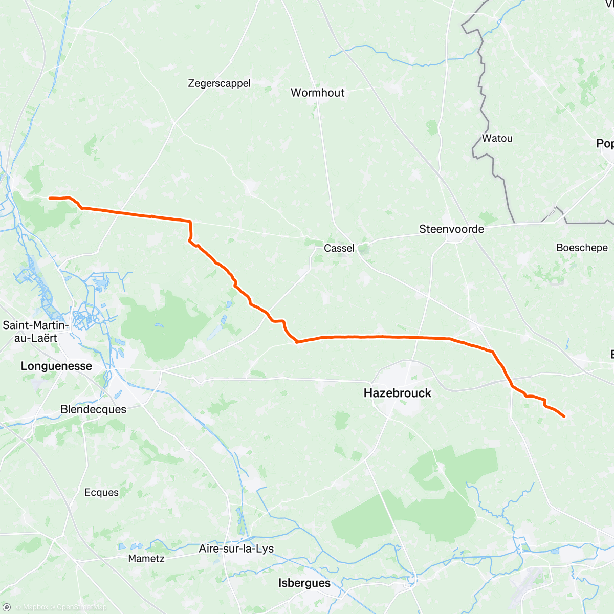 Map of the activity, Day 514 / #CPT2LDN / Bailleul to Watten