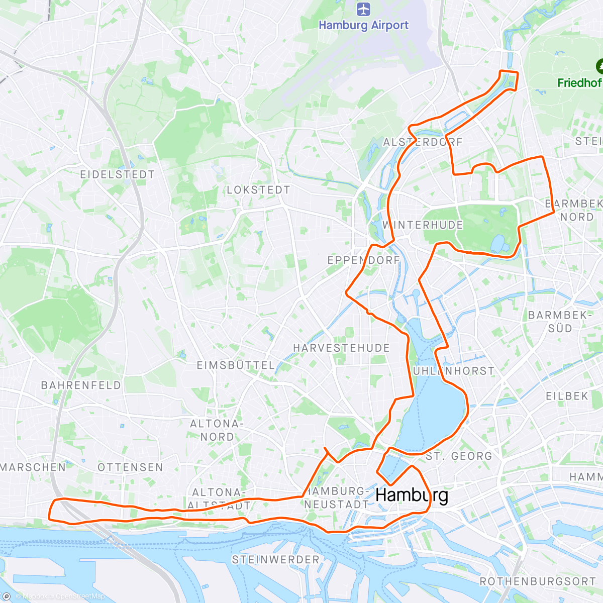「Hamburg Marathon 2024 - Doppel-Pace」活動的地圖