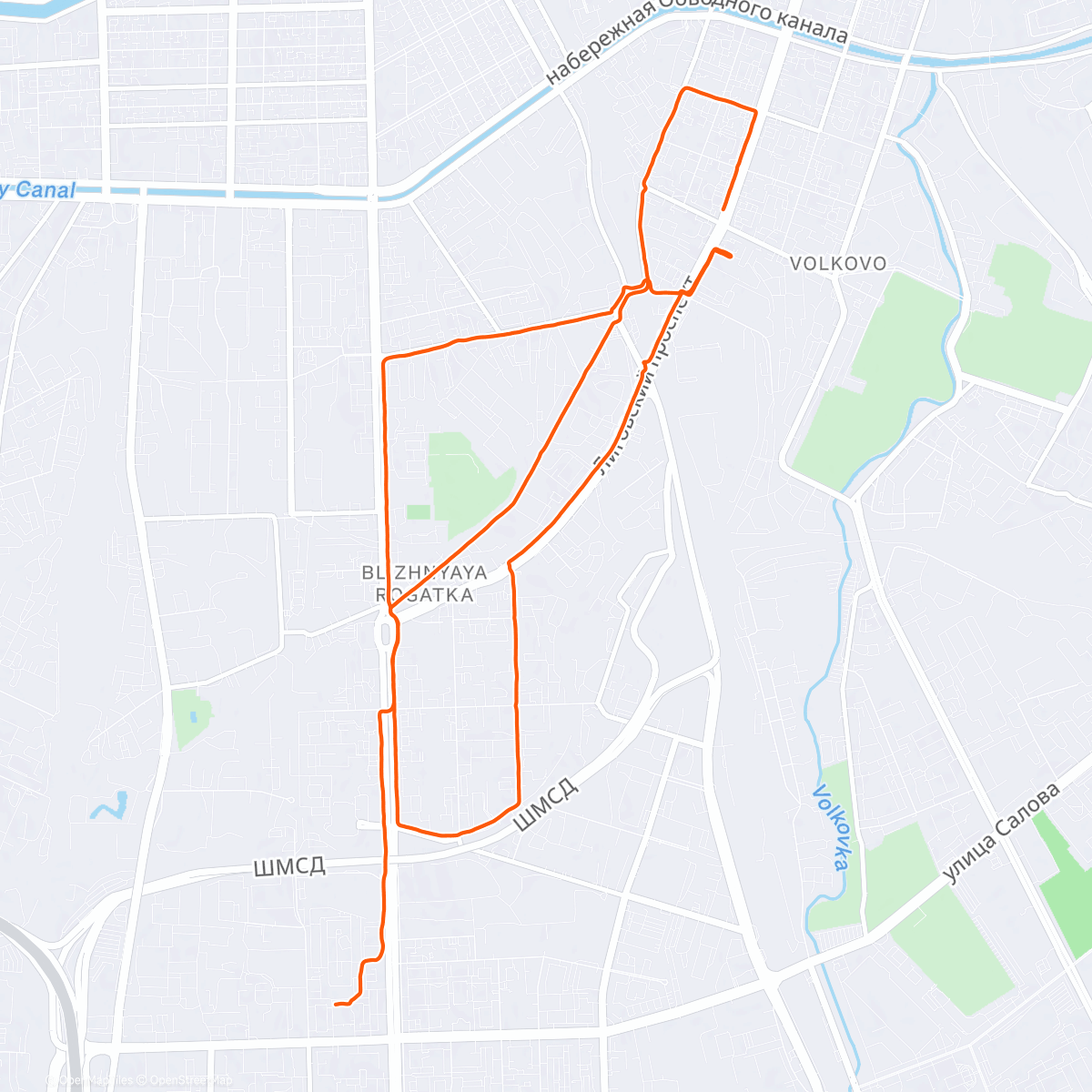 Map of the activity, Evening Run