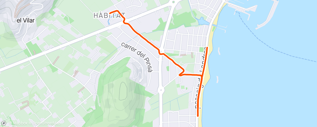 Map of the activity, Run to beach