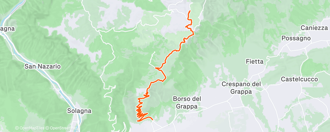 Map of the activity, Rouvy - Monte Grappa