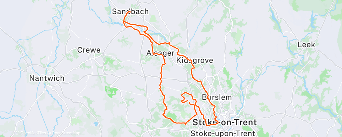 Карта физической активности (Sandbach spoons road gravel canal ride)