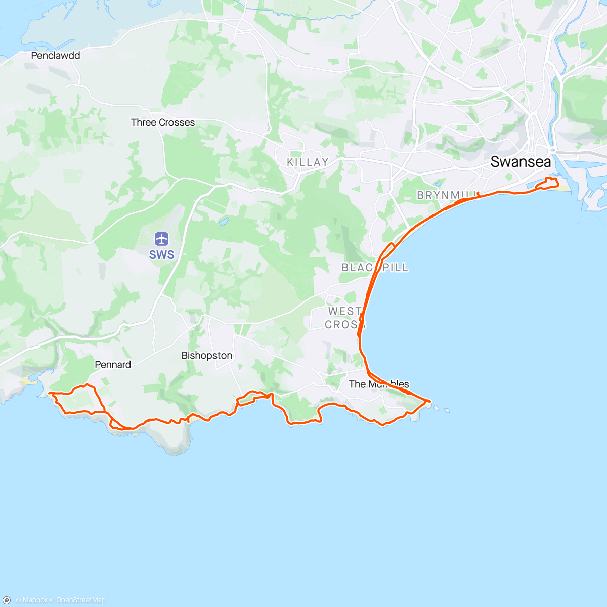 Map of the activity, LSR: Three Cliffs Bay