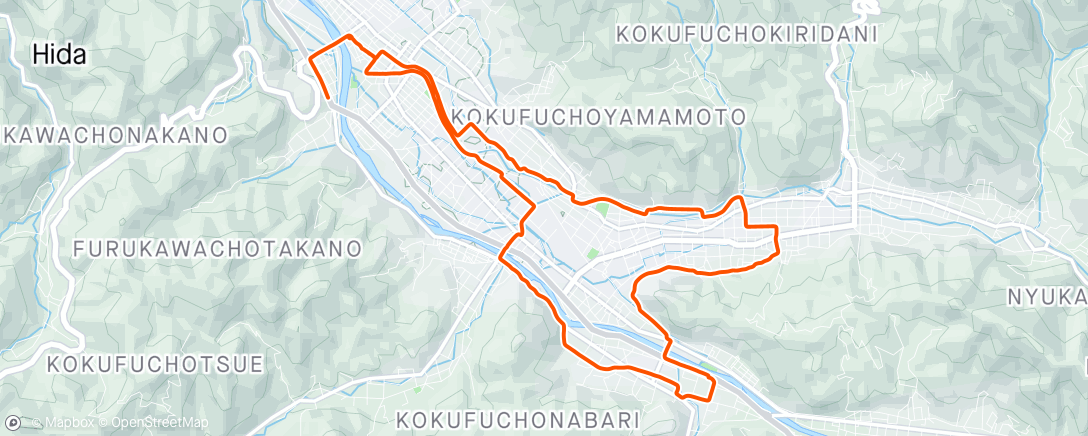 Map of the activity, Soggy sightseeing cycling in Hida Furukawna