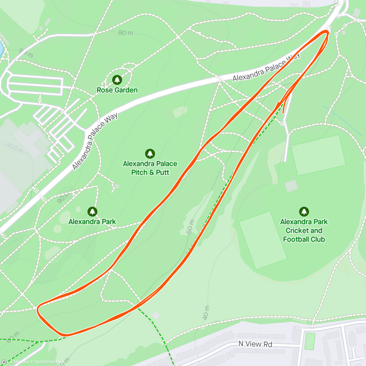 Map of the activity, Ally Pally parkrun #542 №159
